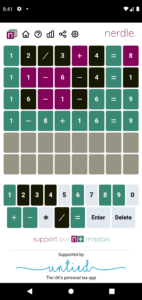 Nerdle screenshot
